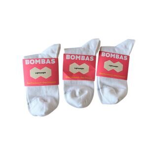 Bombas Womens Lightweight Quarter Socks White 3 Pair Size M